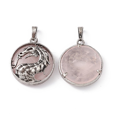 Natural Rose Quartz Pendants G-H281-05H-1