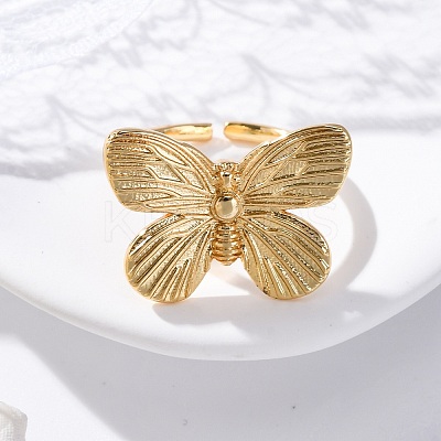 Brass Open Cuff Rings for Women RJEW-G341-04G-02-1