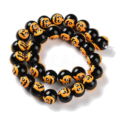 Halloween Themed Baking Paint Glass Beads Strands LAMP-L078-001B-1