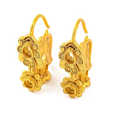 Flower Brass Earring Hooks with Round Tray KK-G502-23A-G-1