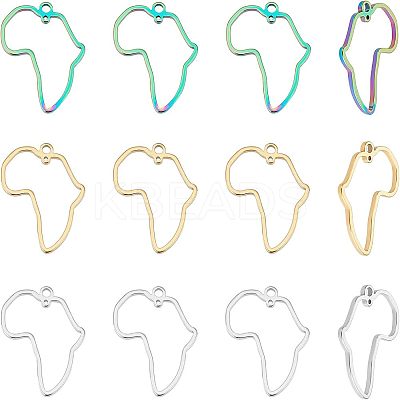 12Pcs 3 Colors Africa Map 304 Stainless Steel Connector Charms STAS-UN0038-78-1
