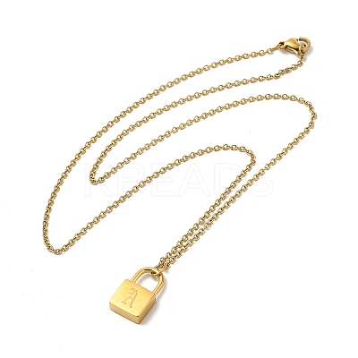 304 Stainless Steel Rolo Chain Pendant Necklaces NJEW-S444-01G-01-1