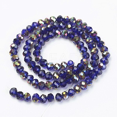 Electroplate Transparent Glass Beads Strands EGLA-A034-T8mm-R12-1