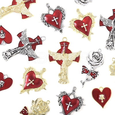 16Pcs 8 Styles Alloy Enamel Pendants FIND-FS0003-88-1