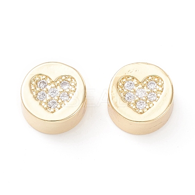 Brass Micro Pave Clear Cubic Zirconia Beads KK-D067-09G-RS-1