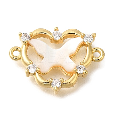 Brass Clear Cubic Zirconia Heart Links KK-K388-83G-1