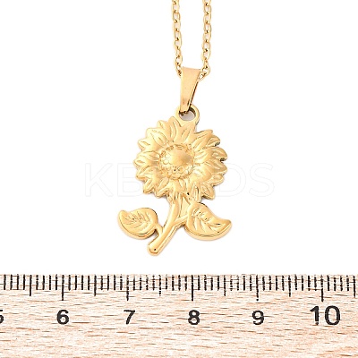304 Stainless Steel Flower Pendant Necklaces NJEW-H059-30C-G-1