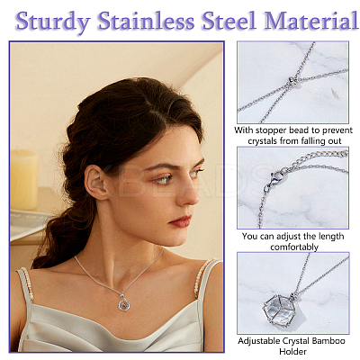 10Pcs Adjustable 304 Stainless Steel Macrame Pouch Necklace Making for Gemstone Nuggets NJEW-DC00007-1
