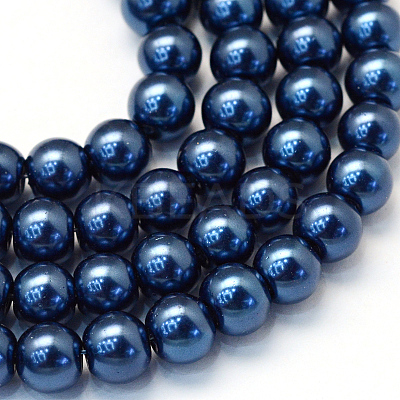 Baking Paint Pearlized Glass Pearl Round Bead Strands X-HY-Q330-8mm-15-1