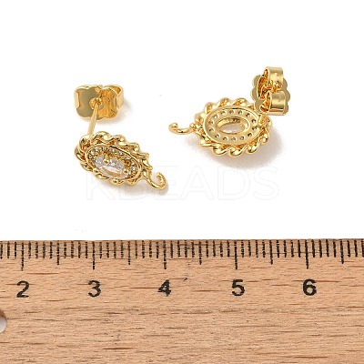 Rack Plating Brass Oval Stud Earrings Findings EJEW-H004-06G-1