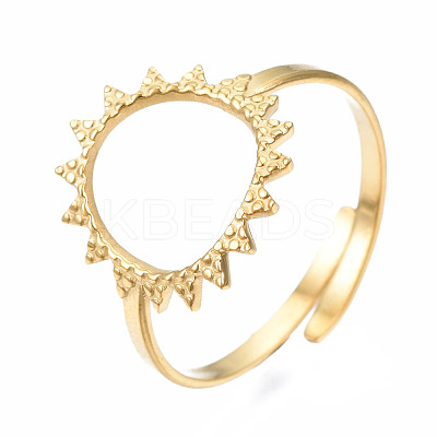 304 Stainless Steel Sun Open Cuff Ring RJEW-T023-84G-1
