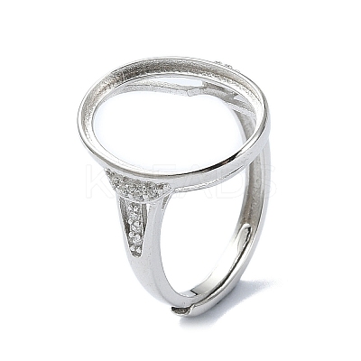 Adjustable 925 Sterling Silver Open Bezel Ring Settings STER-K179-17P-1