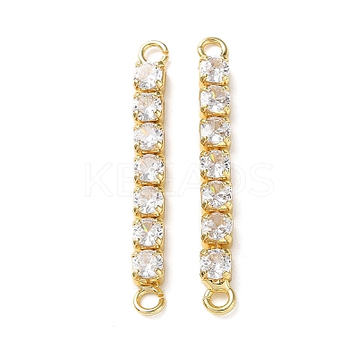 Rack Plating Brass Pave Cubic Zirconia Connector Charms KK-D044-01A-G-01-1