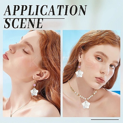 4Pcs Natural White Shell Mother of Pearl Shell Pendants SSHEL-YW0001-10-1