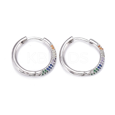Brass Micro Pave Cubic Zirconia Huggie Hoop Earrings EJEW-K083-36P-A-1