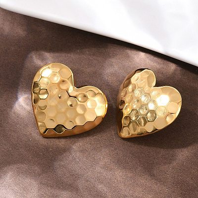 304 Stainless Steel Heart Stud Earrings EJEW-I320-24G-04-1