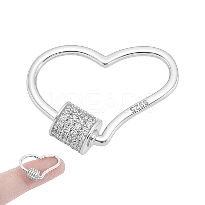 1Pc 925 Sterling Silver Screw Carabiner Lock Charms STER-NB0001-20A-P-1