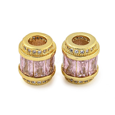 Rack Plating Brass Micro Pave Cubic Zirconia European Beads KK-F089-31G-02-1