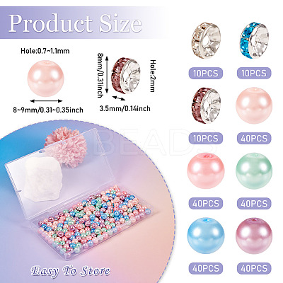 Glass Pearl & Glass Rhinestone Spacer Beads Making Findings Kits DIY-TA0010-41-1