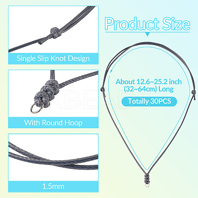30Pcs Eco-Friendly Korean Waxed Polyester Braided Adjustable Necklace Makings NJEW-TAC0023-05-1