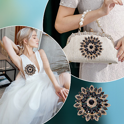 1Pc Flower Glass Rhinestone Cabochons Ornamenets Accessories FIND-FG0004-33D-1