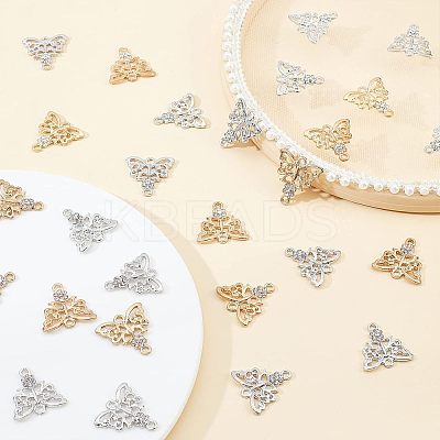 32Pcs 2 Colors Alloy Crystal Rhinestone Links/Connectors ALRI-FH0001-03-1