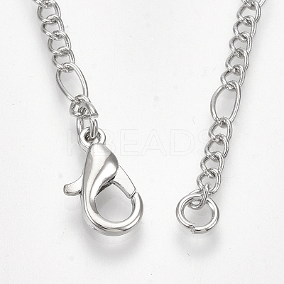 Brass Coated Iron Figaro Chain Necklace Making MAK-T006-03P-1