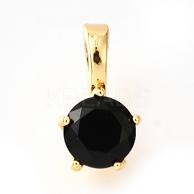 Brass Micro Pave Cubic Zirconia Charms KK-D356-05E-G-1