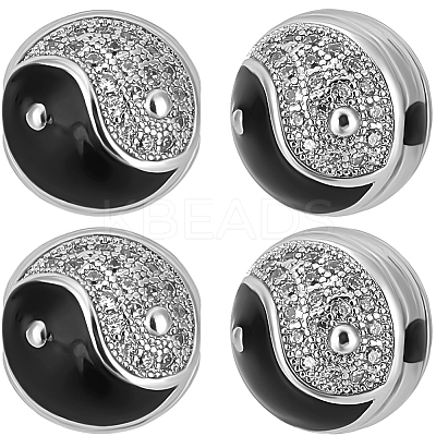 4Pcs Brass Micro Pave Cubic Zirconia Round Beads ZIRC-BBC0003-23-1