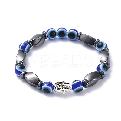 Evil Eye Resin Beads Stretch Bracelets BJEW-JB04460-1