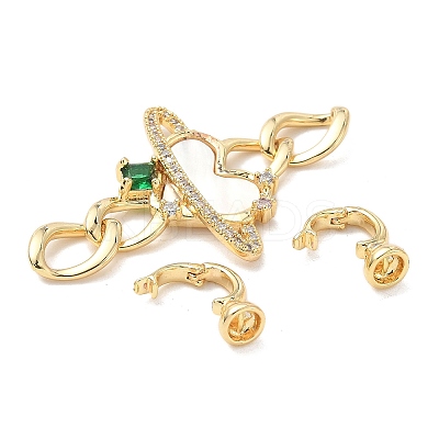 Brass Natural Shell Fold Over Clasps KK-U059-30G-1