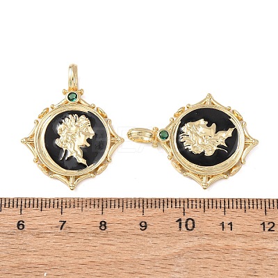 Brass Micro Pave Cubic Zirconia Pendants KK-C143-30G-1
