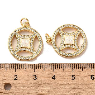 Copper Cash Brass Micro Pave Cubic Zirconia with Synthetic Opal Pendants KK-D096-08G-02-1
