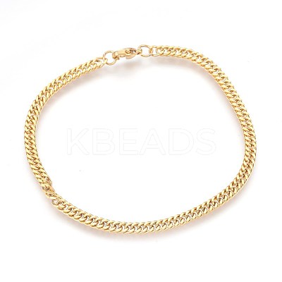 Ion Plating(IP) 304 Stainless Steel Curb Chain Bracelets BJEW-P235-12G-1