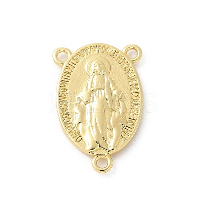 Brass Virgin Miraculous Medal Oval Chandelier Component Links KK-P294-03G-1