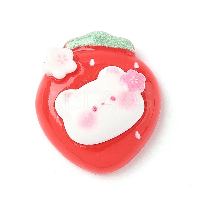 Strawberry Bear Theme Opaque Resin Cabochons CRES-D301-01F-1
