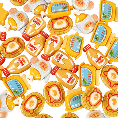 50Pcs 10 Styles Afternoon Tea Theme Opaque Resin Cabochonss RESI-TA0004-92-1