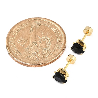 Heart Glass Ear Fake Plugs EJEW-H105-25G-E-1