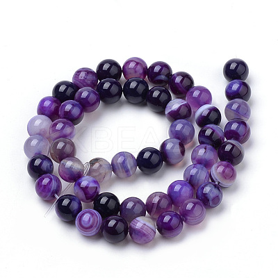 Natural Striped Agate/Banded Agate Beads Strands G-S259-04F-6mm-1