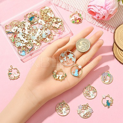 36Pcs 18 Styles Alloy Enamel Pendants ENAM-YW0005-12-1