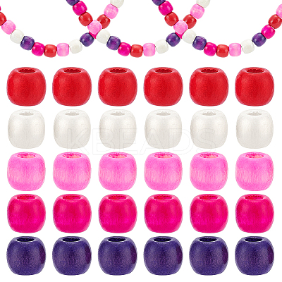 550Pcs 5 Colors Wood European Beads WOOD-GA0001-94-1