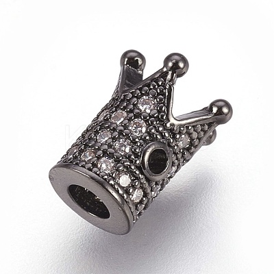 Brass Micro Pave Cubic Zirconia Beads X-ZIRC-F088-029B-1