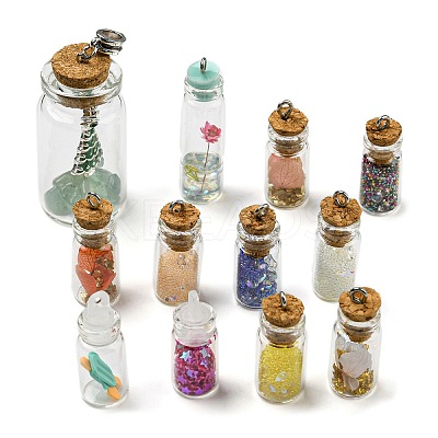 Glass Bottle Pendants GLAA-XCP0001-19-1
