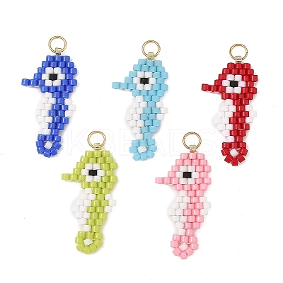 Glass Seed Beaded Pendants PALLOY-MZ01420-1