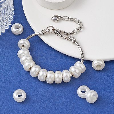 ABS Plastic Imitation Pearl Rondelle Large Hole European Beads MACR-YW0002-87-1