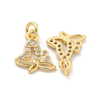 Brass Micro Pave Clear Cubic Zirconia Charms KK-Z044-15B-1