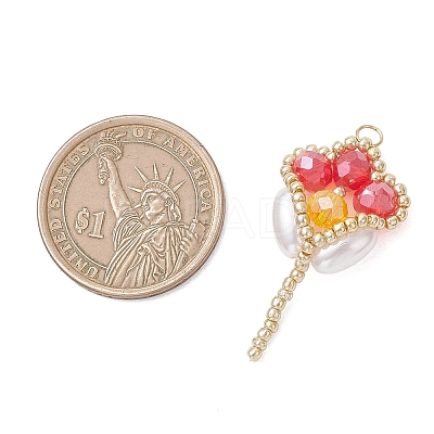 Glass Seed Beaded Tulip Pendants PALLOY-MZ01214-03-1