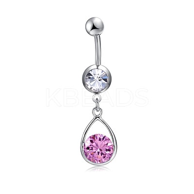 Brass Cubic Zirconia Navel Ring AJEW-EE0004-47A-1
