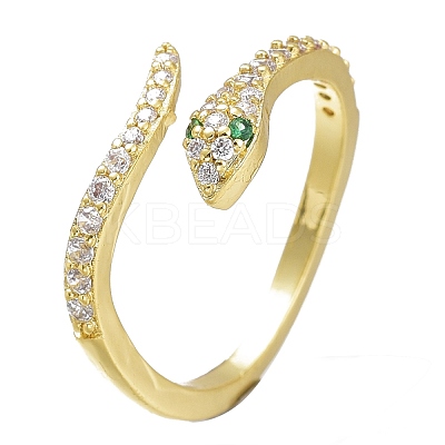 Adjustable Brass Micro Pave Cubic Zirconia Snake Cuff Rings ZIRC-I049-36-1