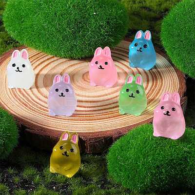 36Pcs 6 Colors Rabbit Luminous Resin Display Decorations DJEW-SZ0001-09-1